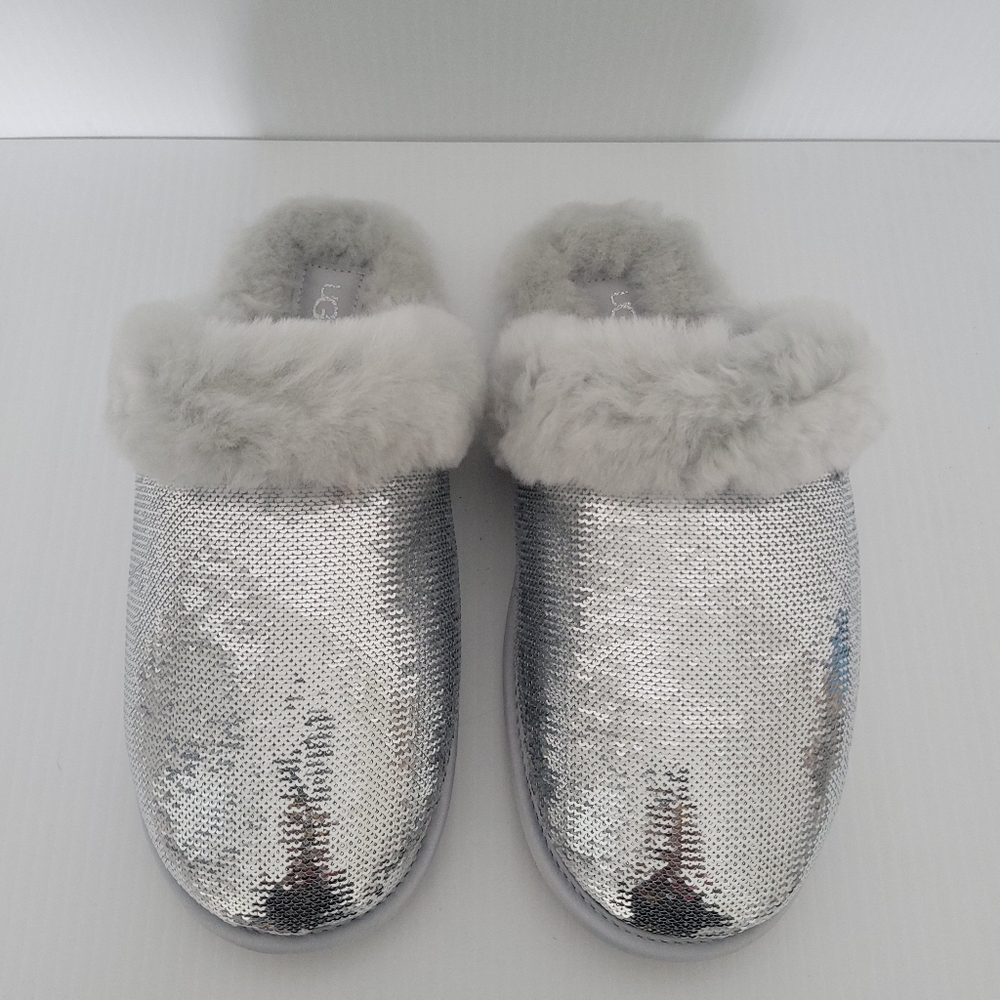 UGG Scuffette II Mirror Ball Silver size 8
